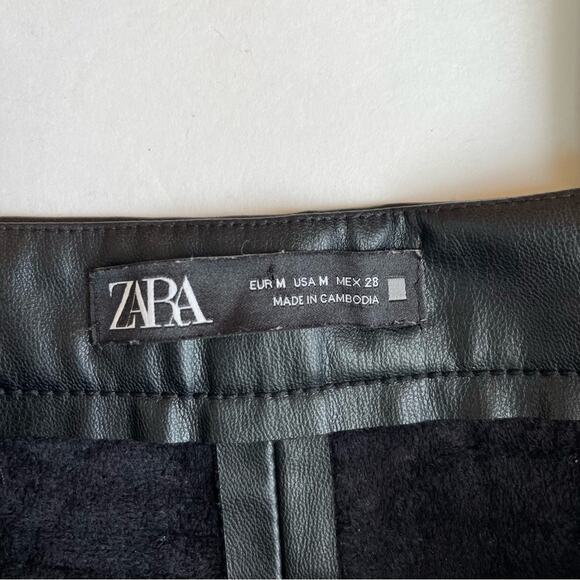 ZARA Black High Rise Faux Leather Leggings - Picture 6 of 7